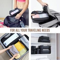 8 Set Packing Cubes for Travel, Suitcase Essentials Organizer Bags Set for Luggage, Road Trip Travel Accessories in 4 Sizes (Extra Large, Large, Medium, Small), Black